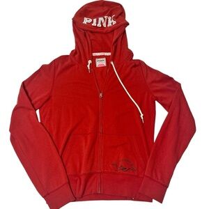 PINK by Victoria's Secret Arkansas Razorbacks Red‎ Zip Up Hoodie Sweater Large